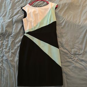 Navy, white and light blue work dress